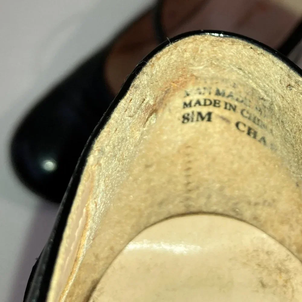 Vtg 90s Vegan Retro Style Mary Jane Heels w Patent Details Cap Toe - Picture 6 of 9